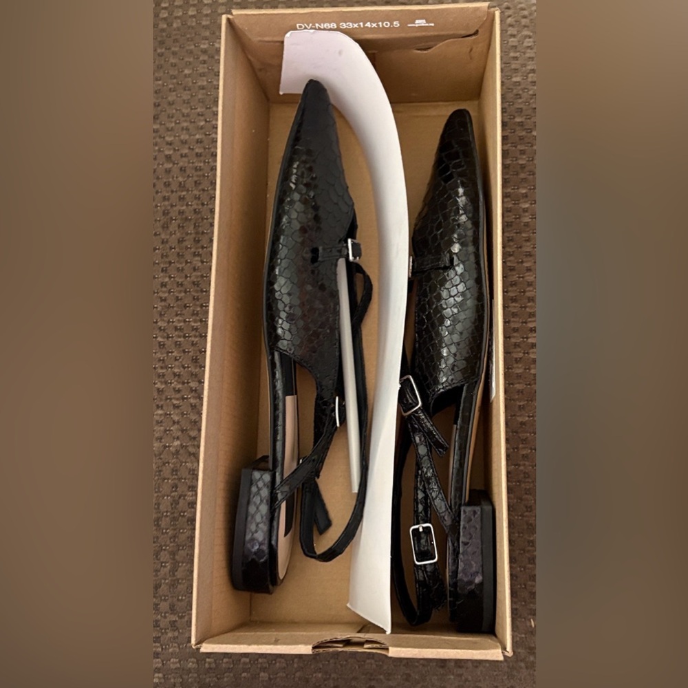 women’s Dolce Vita Black Snake Embossed Slingback Flats Palma Sz 9.5 New - Picture 5 of 11